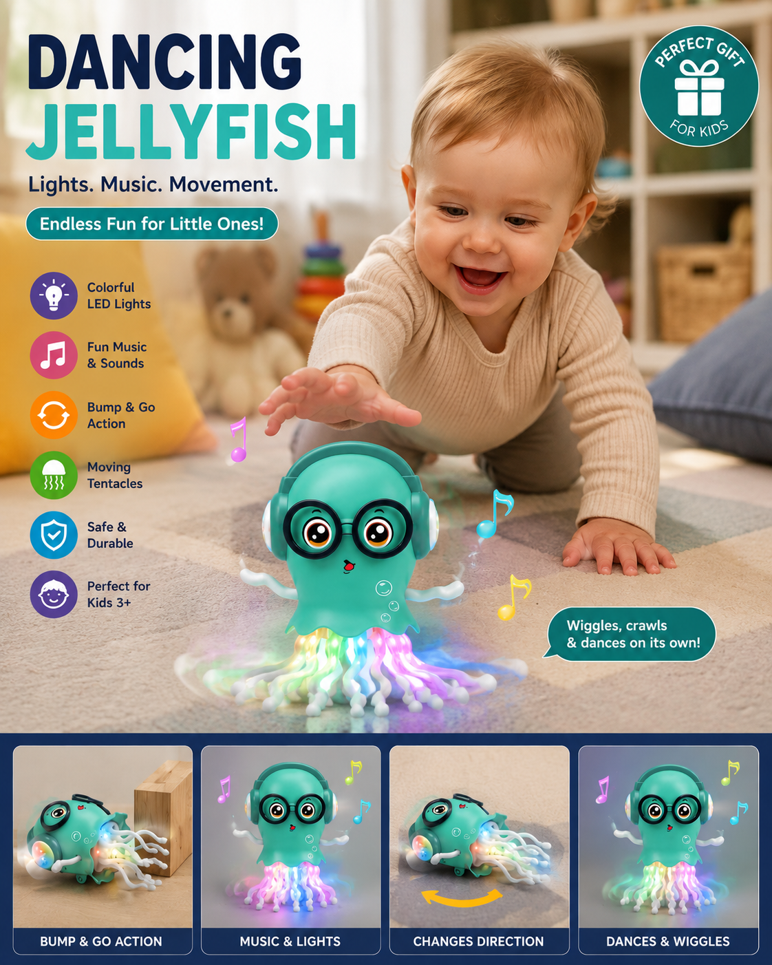 Nestup™ Dancing Jellyfish — Interactive Moving Toy for Kids