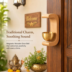 NESTUP™ Elegant Wooden Hanging Brass Diya – Premium Decorative Oil Lamp for Home & Festive Décor