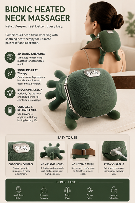 Nestup NeckEase massager showing ergonomic neck-fit design