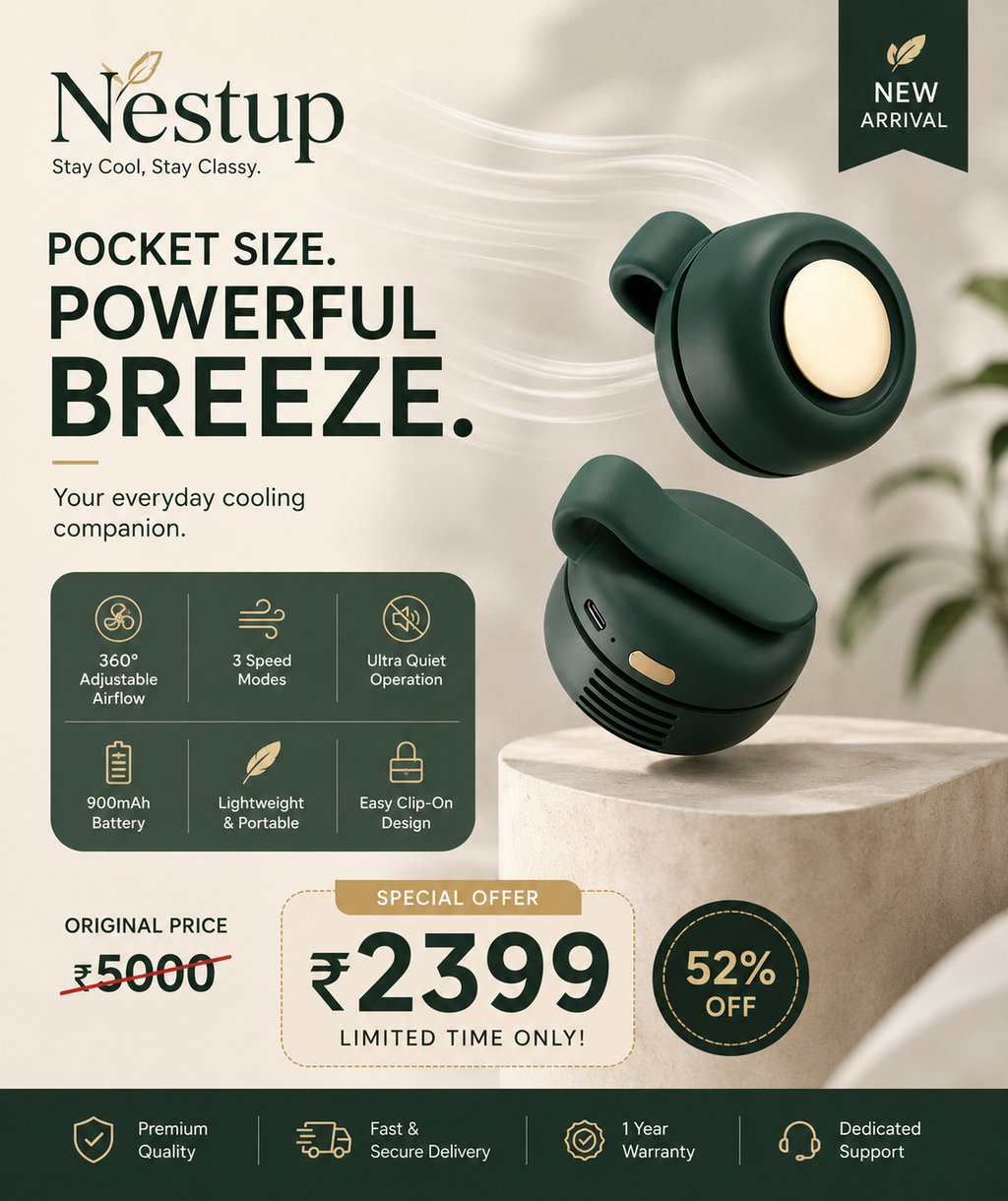 CoolBreeze Mini 360° Fan